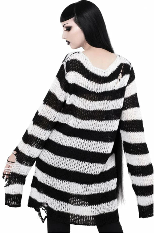 Killstar Pugsley Punk Knit Sweater Black And White 2 Killstar Pugsley Punk Knit Sweater Black And White - Image 2