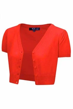 MAK Sweaters Cropped Cardigan With Short Sleeves In Fiesta Orange