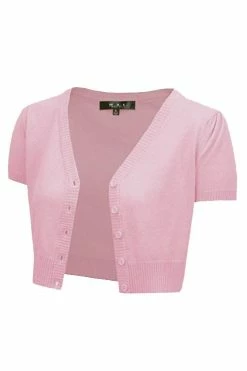Front Page 27 MAK Sweaters Cropped Cardigan With Short Sleeves In Light Pink
