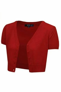 MAK Sweaters Cropped Cardigan With Short Sleeves In Red