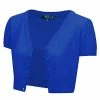 MAK Sweaters Cropped Cardigan With Short Sleeves In Royal Blue