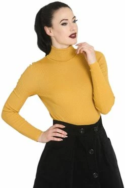 Hell Bunny Spiros Top In Mustard