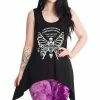 Banned Skeleton Wings Asymmetric Hem Top With Back Cut Outs Ouija Skulls Butterfly