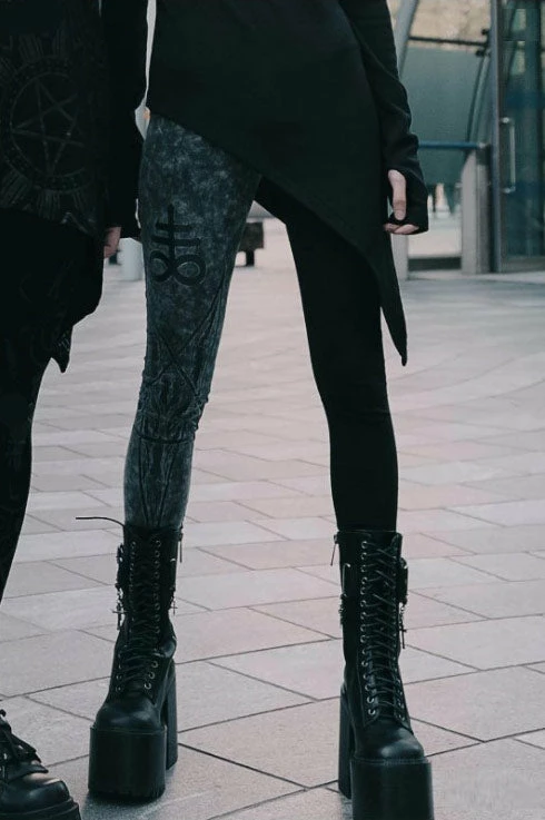 Killstar Two-Faced Witch Leggings 2 Killstar Two-Faced Witch Leggings - Image 2