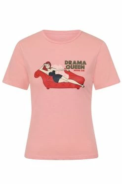 Collectif Drama Queen T-Shirt In Pink
