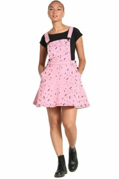 Front Page 7 Hell Bunny Bat Pinafore Dress In Pink Embroidered Pattern