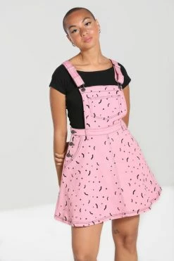 Hell Bunny Bat Pinafore Dress In Pink Embroidered Pattern -Collectif Shop hlb40312 bat pinafore dress pnk 03 1 560x