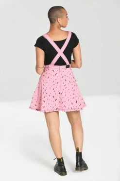 Hell Bunny Bat Pinafore Dress In Pink Embroidered Pattern -Collectif Shop hlb40312 bat pinafore dress pnk 04 560x
