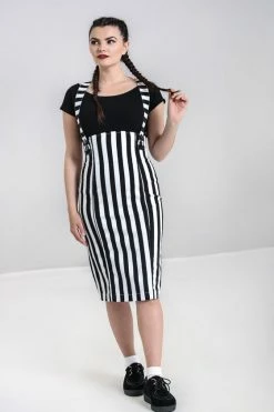 Hell Bunny Otho Pinafore Wiggle Skirt -Collectif Shop hlb50126 otho pinafore skirt blk wht 01 7 35a7eb57 5aa9 4df9 8f75 24867c1c6ca3 560x