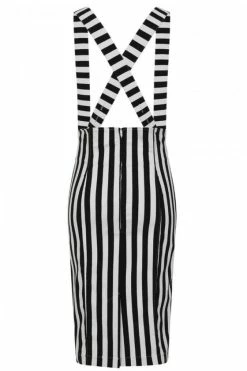 Hell Bunny Otho Pinafore Wiggle Skirt -Collectif Shop hlb50126z otho pencil pinafore skirt blk wht 12 large 1 48209f57 0801 418b 8198 18678fd39aab 560x