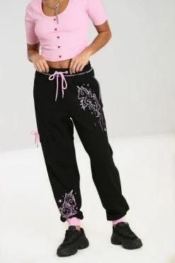 Hell Bunny Star Catcher Joggers Trackies Pink Unicorn -Collectif Shop hlb50198 starcatcher joggers blk 01 560x