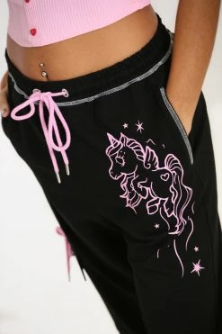 Hell Bunny Star Catcher Joggers Trackies Pink Unicorn -Collectif Shop hlb50198 starcatcher joggers blk 04 560x