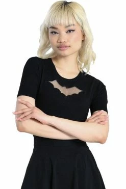 Hell Bunny Bat Top In Black