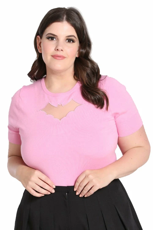 Hell Bunny Bat Top In Pink 1 Hell Bunny Bat Top In Pink