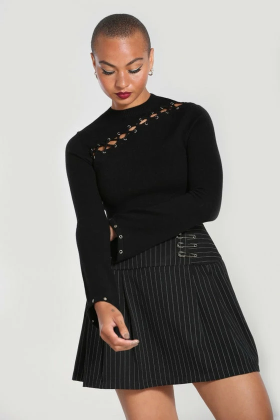 Hell Bunny Piper Top With Statement Lacing And Eyelets 2 Hell Bunny Piper Top With Statement Lacing And Eyelets - Image 2