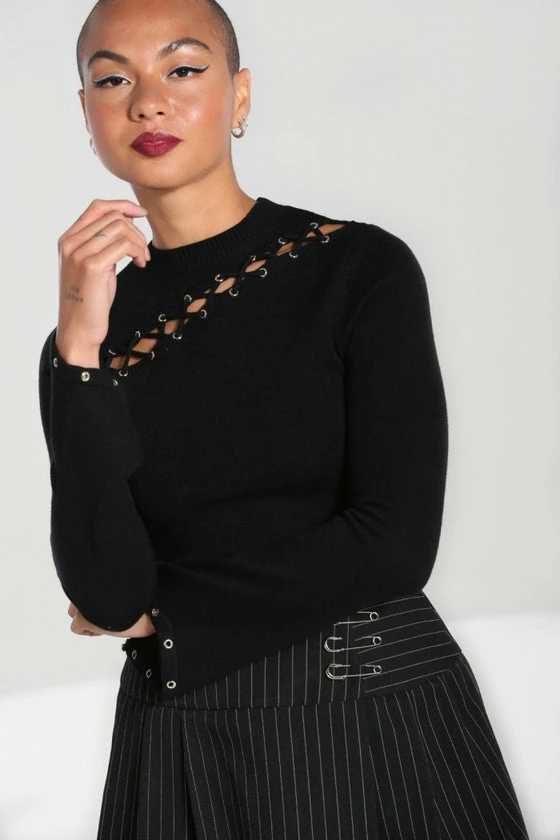 Hell Bunny Piper Top With Statement Lacing And Eyelets 3 Hell Bunny Piper Top With Statement Lacing And Eyelets - Image 3