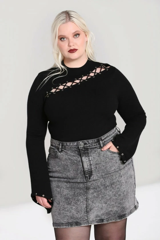 Hell Bunny Piper Top With Statement Lacing And Eyelets 5 Hell Bunny Piper Top With Statement Lacing And Eyelets - Image 5