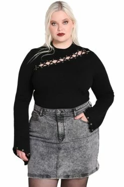 Hell Bunny Piper Top With Statement Lacing And Eyelets