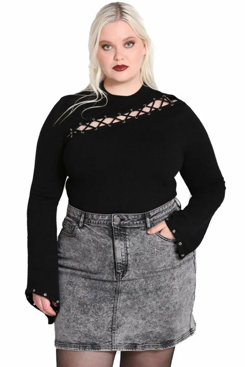 Hell Bunny Piper Top With Statement Lacing And Eyelets 1 Hell Bunny Piper Top With Statement Lacing And Eyelets