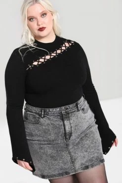Hell Bunny Piper Top With Statement Lacing And Eyelets 18 Hell Bunny Piper Top With Statement Lacing And Eyelets -Collectif Shop hlb60200p piper jumper blk 03 560x
