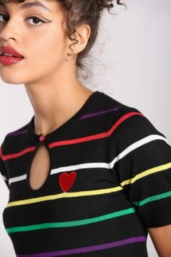 Hell Bunny Evangelista Top Rainbow Stripe Knitted -Collectif Shop hlb60245 evangelista top blk 02 1 1 560x