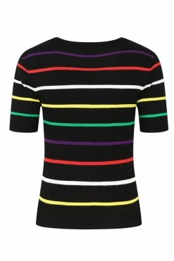 Hell Bunny Evangelista Top Rainbow Stripe Knitted -Collectif Shop hlb60245 evangelista top blk 11 1 1 1 560x