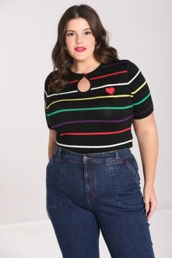 Hell Bunny Evangelista Top Rainbow Stripe Knitted -Collectif Shop hlb60245p evangelista top blk 01 1 6 560x