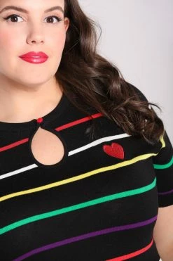 Hell Bunny Evangelista Top Rainbow Stripe Knitted -Collectif Shop hlb60245p evangelista top blk 02 1 6 560x