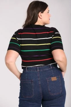 Hell Bunny Evangelista Top Rainbow Stripe Knitted -Collectif Shop hlb60245p evangelista top blk 03 1 6 560x