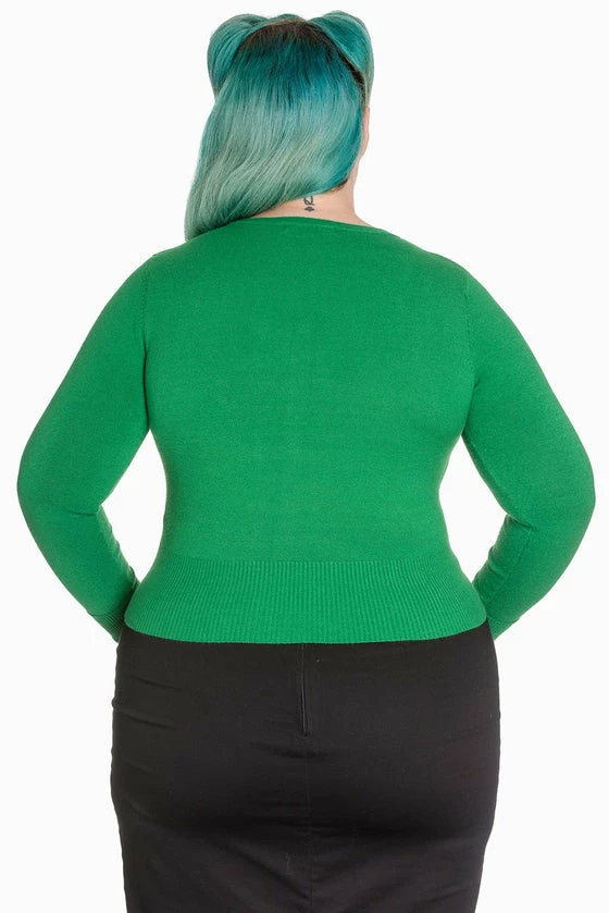 Hell Bunny Paloma Cardigan In Green 3 Hell Bunny Paloma Cardigan In Green - Image 3